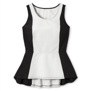 Pure Energy Black and White Peplum Top